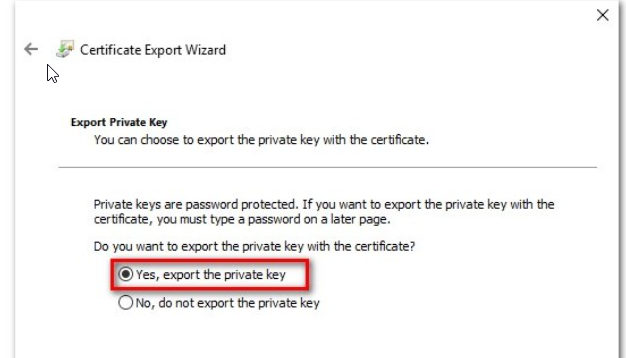 certificate expor wizard