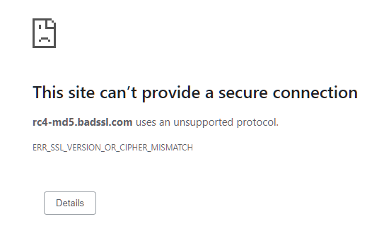 Eroarea ERR_SSL_VERSION_OR_CIPHER_MISMATCH