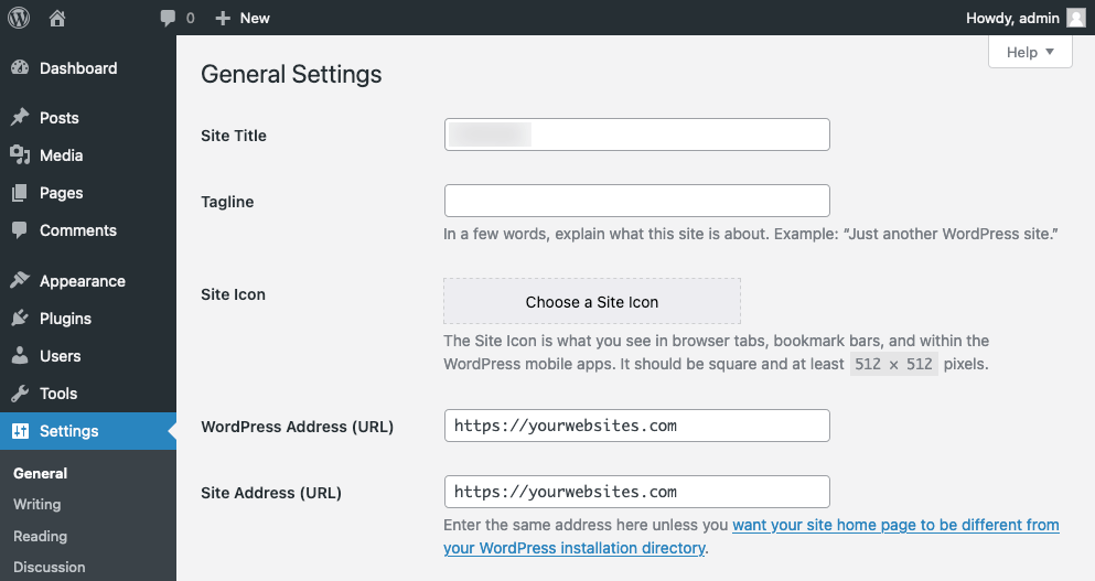 WordPress URL Settings