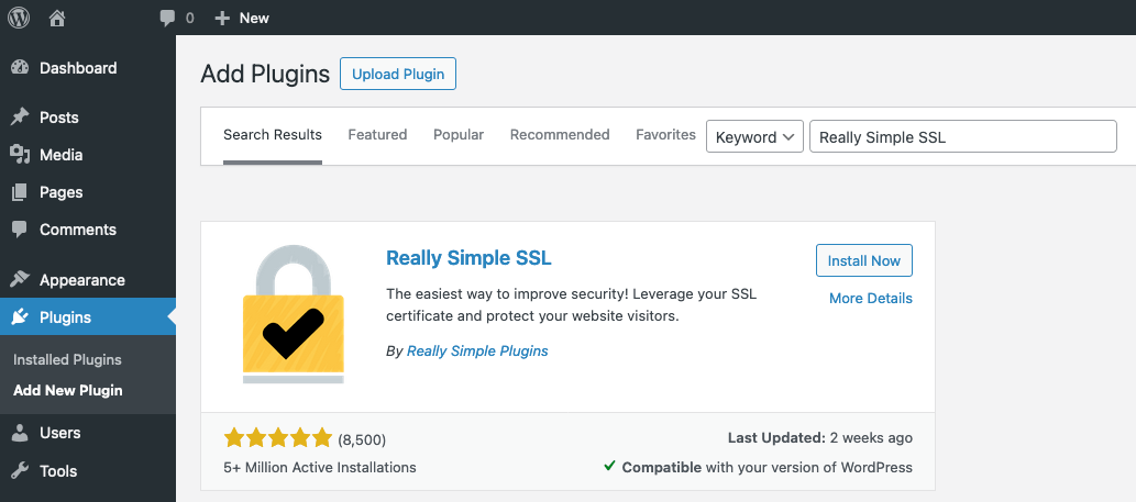 WordPress Really Simple SSL Plugin