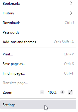 Firefox settings with privacy options