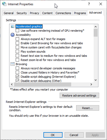Chrome Reset settings window.