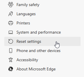 Edge Reset Settings