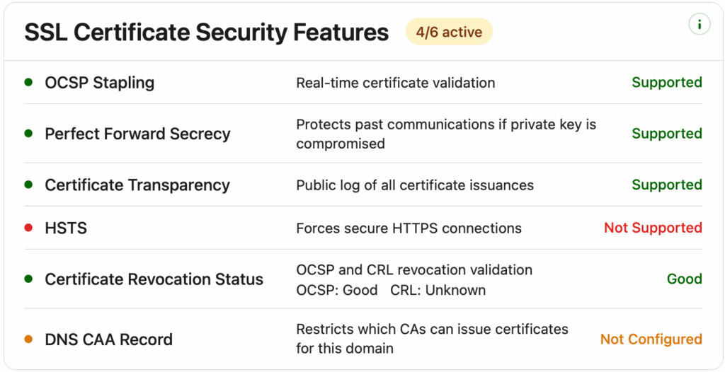 SSL Checker Security Features